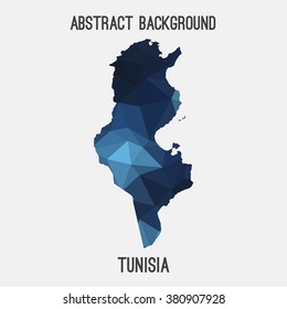 Tunisia map in geometric polygonal style.Abstract tessellation,modern design background. Vector illustration EPS8