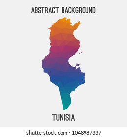 Tunisia map in geometric polygonal,mosaic style.Abstract tessellation,modern design background,low poly. Geometric cover, mockup. Vector illustration.
