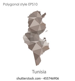 Tunisia map in geometric polygonal,mosaic style.Abstract gems triangle,modern design background. Vector illustration EPS10