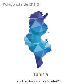 Tunisia map in geometric polygonal,mosaic style.Abstract gems triangle,modern design background. Vector illustration EPS10