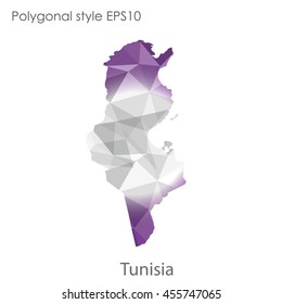 Tunisia map in geometric polygonal,mosaic style.Abstract gems triangle,modern design background. Vector illustration EPS10