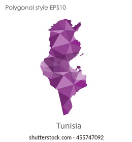 Tunisia map in geometric polygonal,mosaic style.Abstract gems triangle,modern design background. Vector illustration EPS10