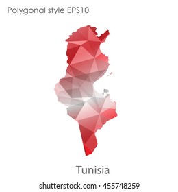 Tunisia map in geometric polygonal,mosaic style.Abstract gems triangle,modern design background. Vector illustration EPS10