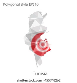 Tunisia map in geometric polygonal,mosaic style.Abstract gems triangle,modern design background. Vector illustration EPS10