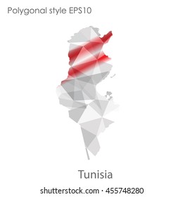 Tunisia map in geometric polygonal,mosaic style.Abstract gems triangle,modern design background. Vector illustration EPS10