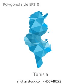 Tunisia map in geometric polygonal,mosaic style.Abstract gems triangle,modern design background. Vector illustration EPS10