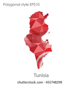 Tunisia map in geometric polygonal,mosaic style.Abstract gems triangle,modern design background. Vector illustration EPS10