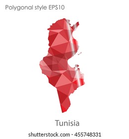 Tunisia map in geometric polygonal,mosaic style.Abstract gems triangle,modern design background. Vector illustration EPS10