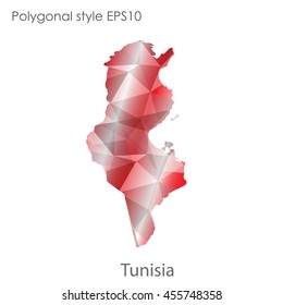 Tunisia map in geometric polygonal,mosaic style.Abstract gems triangle,modern design background. Vector illustration EPS10