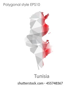Tunisia map in geometric polygonal,mosaic style.Abstract gems triangle,modern design background. Vector illustration EPS10
