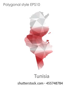 Tunisia map in geometric polygonal,mosaic style.Abstract gems triangle,modern design background. Vector illustration EPS10