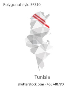 Tunisia map in geometric polygonal,mosaic style.Abstract gems triangle,modern design background. Vector illustration EPS10