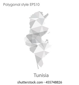 Tunisia map in geometric polygonal,mosaic style.Abstract gems triangle,modern design background. Vector illustration EPS10
