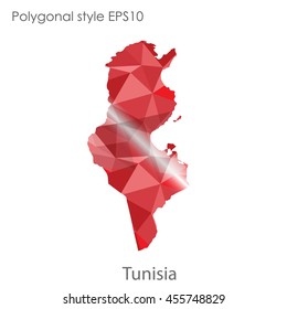 Tunisia map in geometric polygonal,mosaic style.Abstract gems triangle,modern design background. Vector illustration EPS10