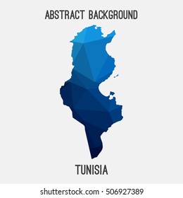 Tunisia map in geometric polygonal,mosaic style.Abstract tessellation,modern design background,low poly. Vector illustration.