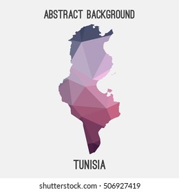 Tunisia map in geometric polygonal,mosaic style.Abstract tessellation,modern design background,low poly. Vector illustration.