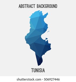 Tunisia map in geometric polygonal,mosaic style.Abstract tessellation,modern design background,low poly. Vector illustration.