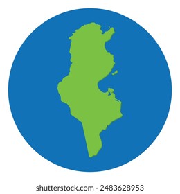 Tunisia map. Map of Tunisia in globe design with blue circle