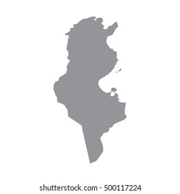 Tunisia map in gray on a white background