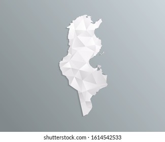 Tunisia map gray in polygonal style on dark background. isolated vector illustration eps 10.