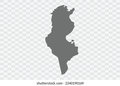 Tunisia Map grey Color on White no demarcation line Background  Png