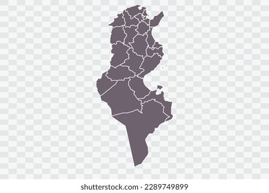 Tunisia Map Grey Color on White Background quality files Png