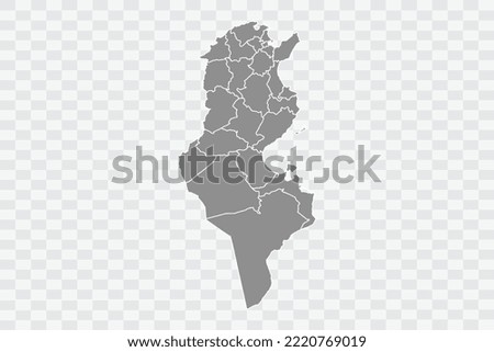 Tunisia Map grey Color on White Background  Png
