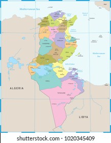 Tunisia Map - High Detailed Vector Illustration