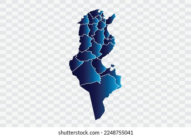 Tunisia Map indigo Color on White Background quality files png