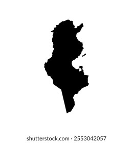 mapa da tunísia isolado no fundo branco. Mapa da tunísia. Ilustração vetorial Norte de África