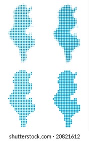 Tunisia map mosaic set. Isolated on white background.