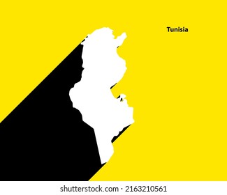 Tunisia Map on retro poster with long shadow. Vintage sign easy to edit, manipulate, resize or colorise.