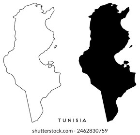 Tunisia map outlined and black vector