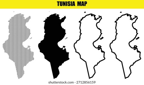 Mapa de Túnez establece varios estilos, incluyendo relleno sólido y contorno
