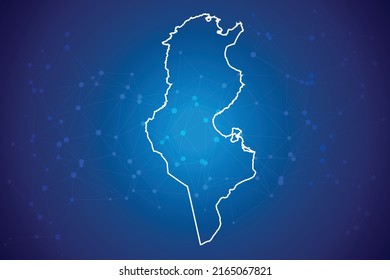 Tunisia Map Technology  with network connection background