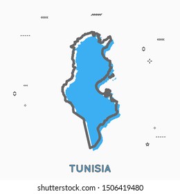 Tunisia map in thin line style with small geometric figures. Vector illustration modern concept