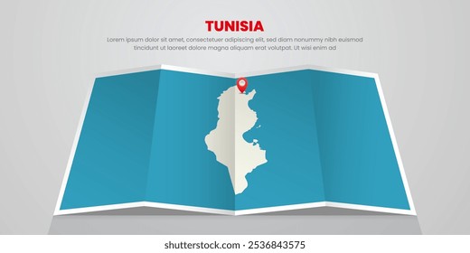 tunisia mapa de viaje con diseño de ubicación de etiqueta de pin Ilustración