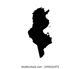 Tunisia Map. Tunisian Country Map. Black and White National Nation Geography Outline Border Boundary Territory Shape Vector Illustration EPS Clipart svg