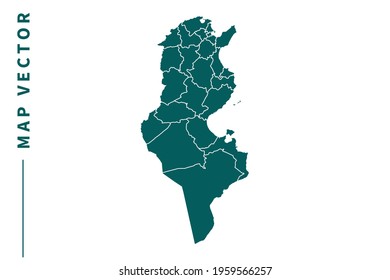 Tunisia map vector. green color on white background.