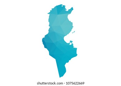 Tunisia map vector illustration in polygonal style,Low poly design on white background