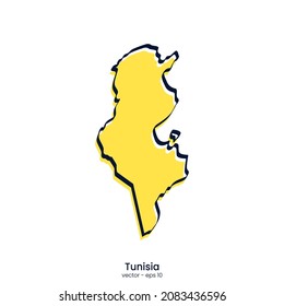 Diseño de la plantilla de ilustración de vector de mapa de Túnez. Estilo de esquema.