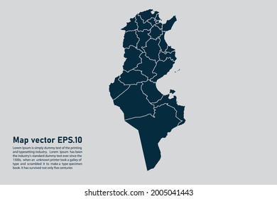 Tunisia map vector. isolated on light gray background