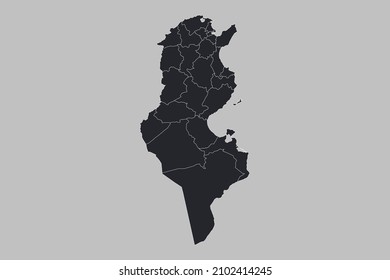 Tunisia map vector, isolated on gray background