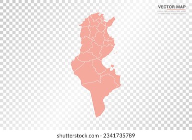 Tunesien Karte, Vektororangefarben auf transparentem Hintergrund.