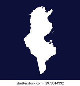 Tunisia map vector. white color on blue background.
