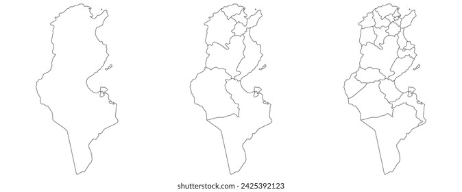 Tunisia map. Map of Tunisia in white set svg
