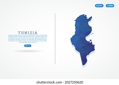 Mapa de Túnez - Mapa mundial Plantilla vectorial internacional con gradiente de color azul polígono aislado en fondo blanco para educación, sitio web, banner - Ilustración vectorial eps 10