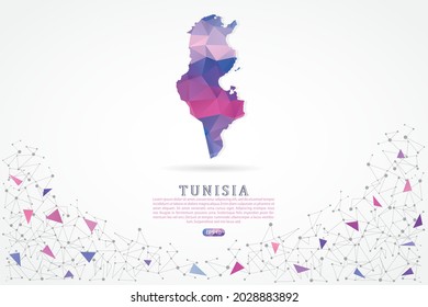Mapa de Túnez - Mapa Mundial Plantilla vectorial internacional con gradiente de color rosa polígono aislado en fondo blanco para educación, sitio web, banner, infografía - Ilustración vectorial eps 10