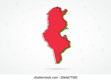 Tunisia Map - World Map International vector template with including red, green and black outline sketch isolated on white background - Vector illustration eps 10