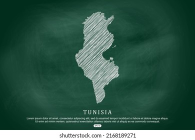 Tunisia Map - World Map International vector template with white outline graphic sketch and old school style  isolated on Green Chalkboard background - Vector illustration eps 10